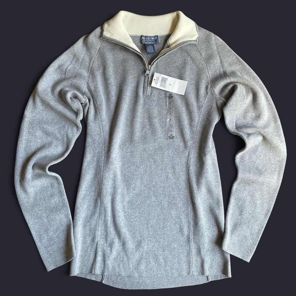 Vintage Polo Jeans Company Ralph Lauren Mock Neck Sweater Womens Large Gray